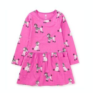 Tea Collection Girls Long Sleeve Pocket Dress, Poodle Promenade Print 6